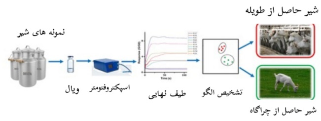 شکل5- شماتیک کلی از فرایند تعیین کیفیت شیر با استفاده از دستگاه اسکتروفتومتر